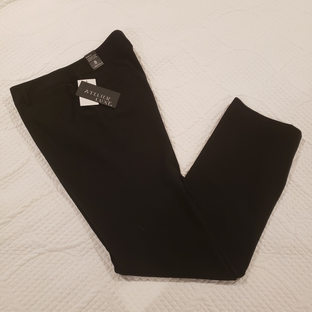 NWT ATELIER LUXE Black Dress Pants Size 8